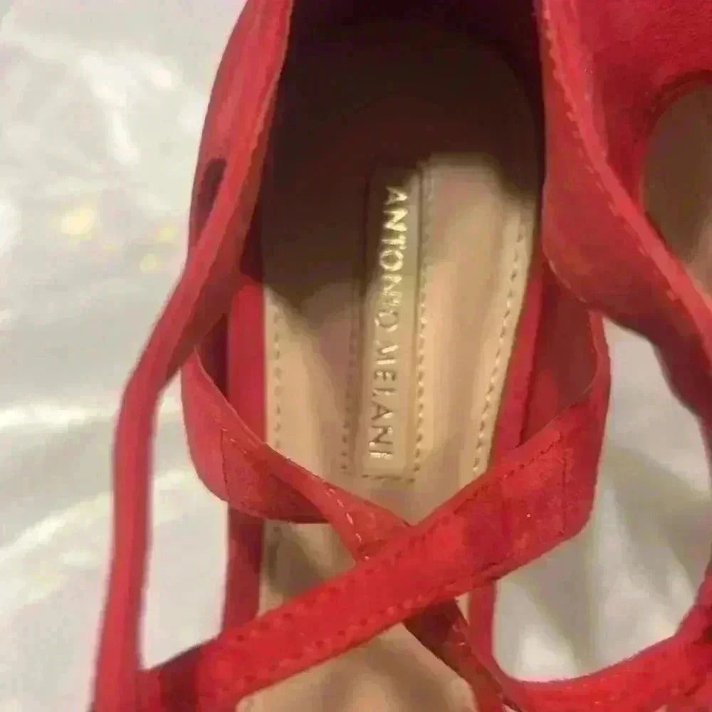 ANTONIO MELANI RED LACE UP PUMPS - Picture 6 of 7